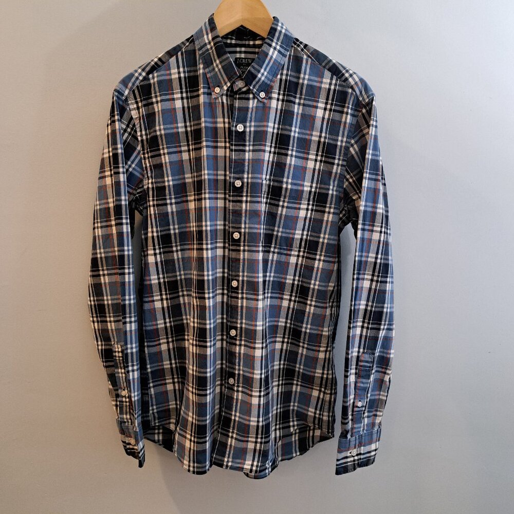 J. crew Men's Medium Slim Fit Flex Washed Long Sleeve Plaid Shirt Style #BB716